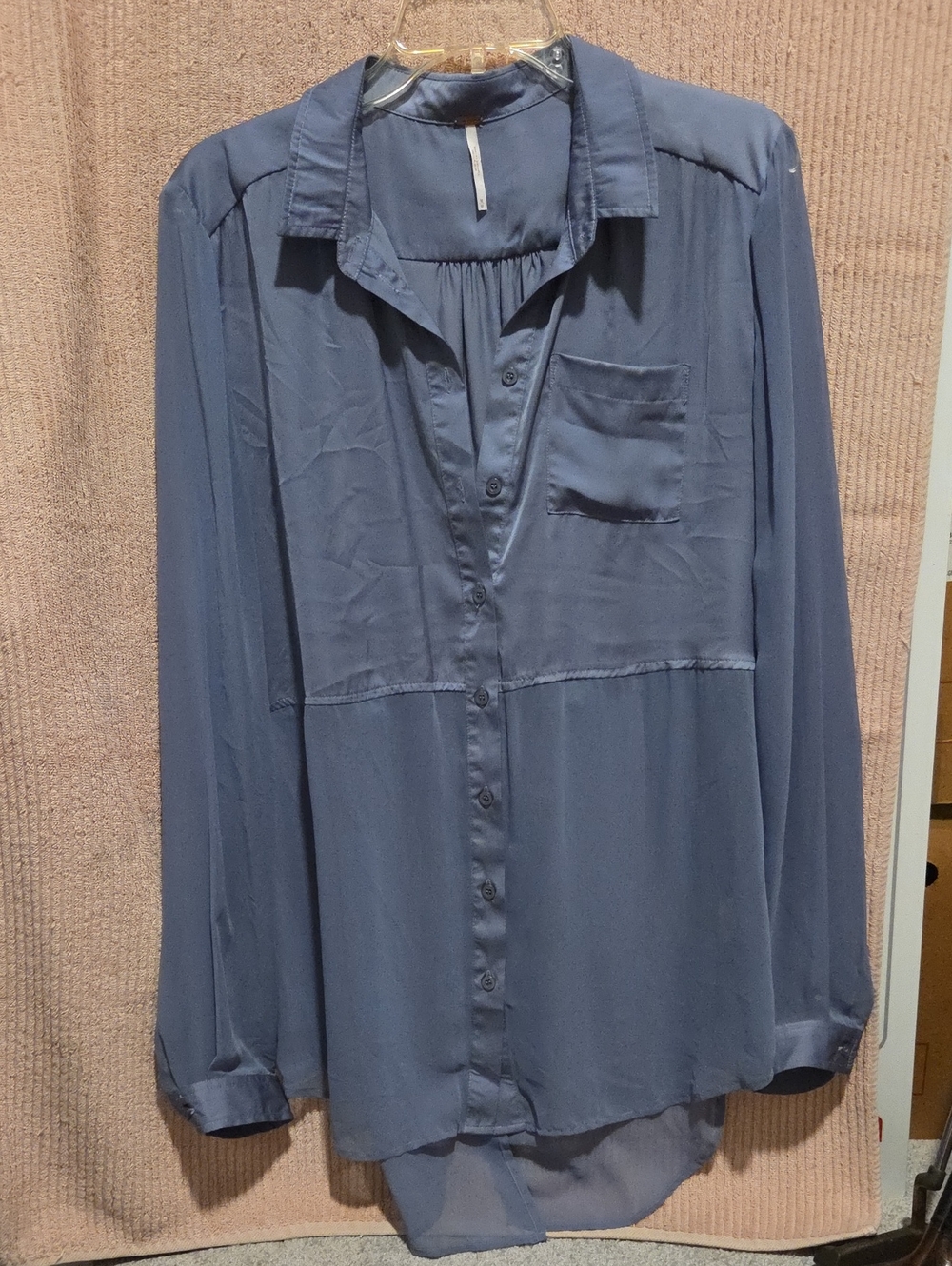 Free People Slate Blue Button-Down Shirt
